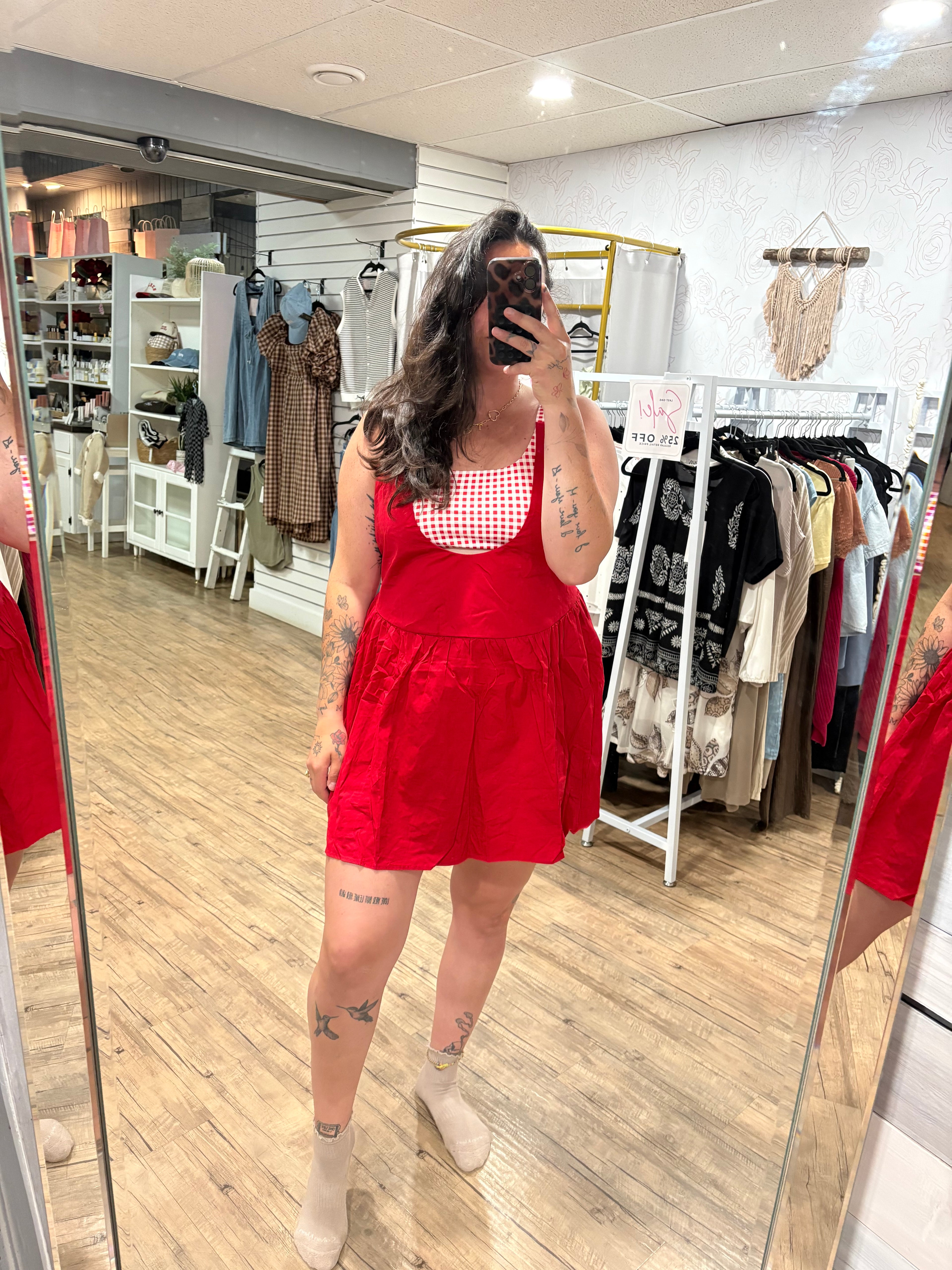 Red Gingham Mini Dress