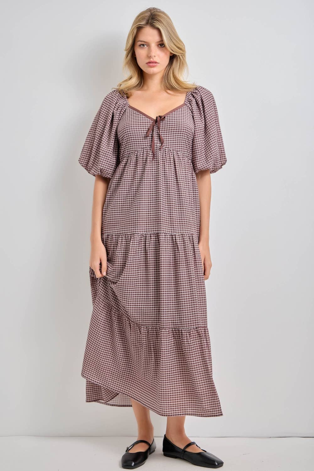 Plaid Tiered Cottage Dress