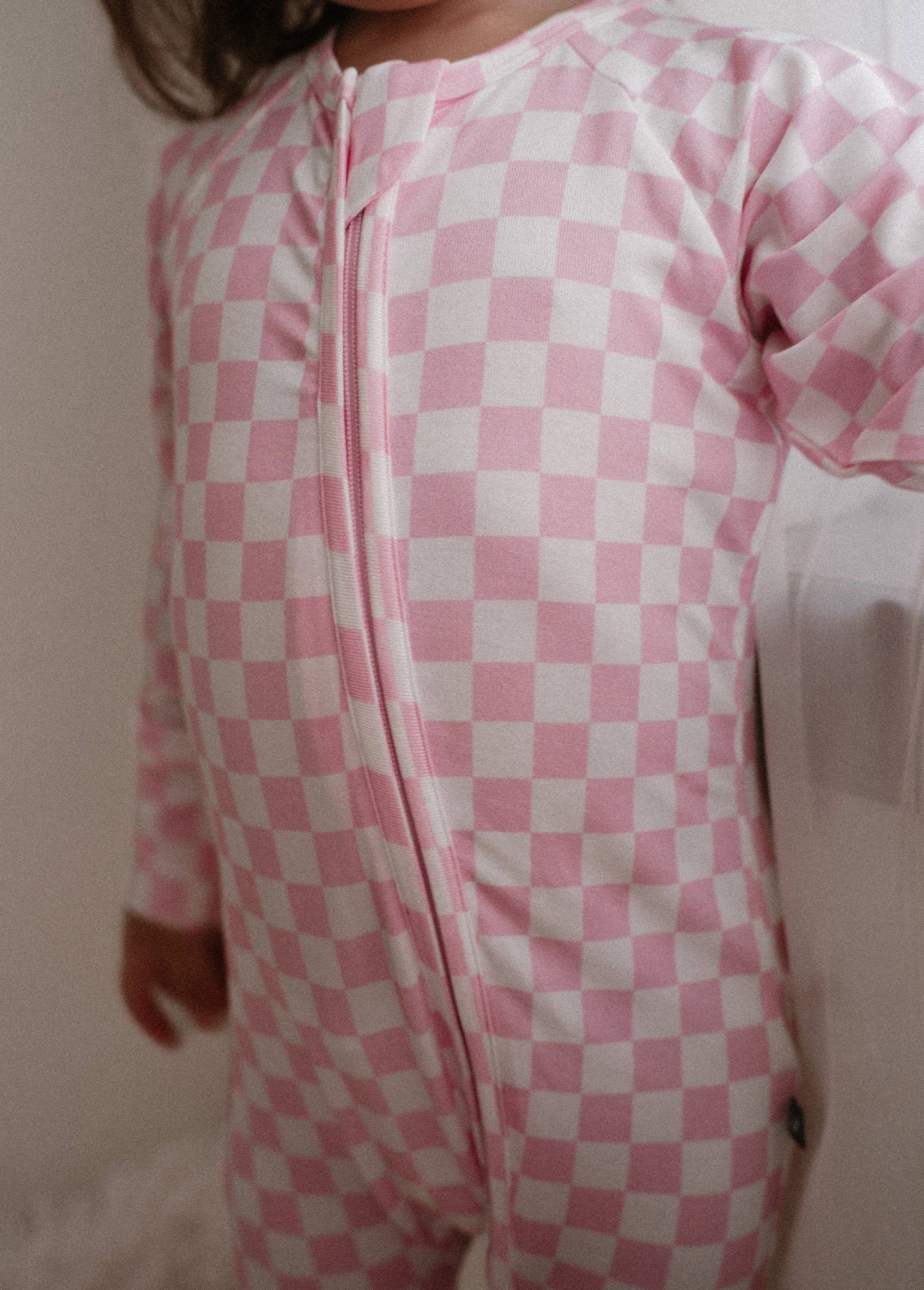 Pink Checkered Bamboo Jammies