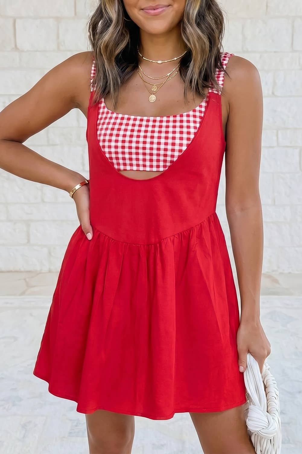 Red Gingham Mini Dress