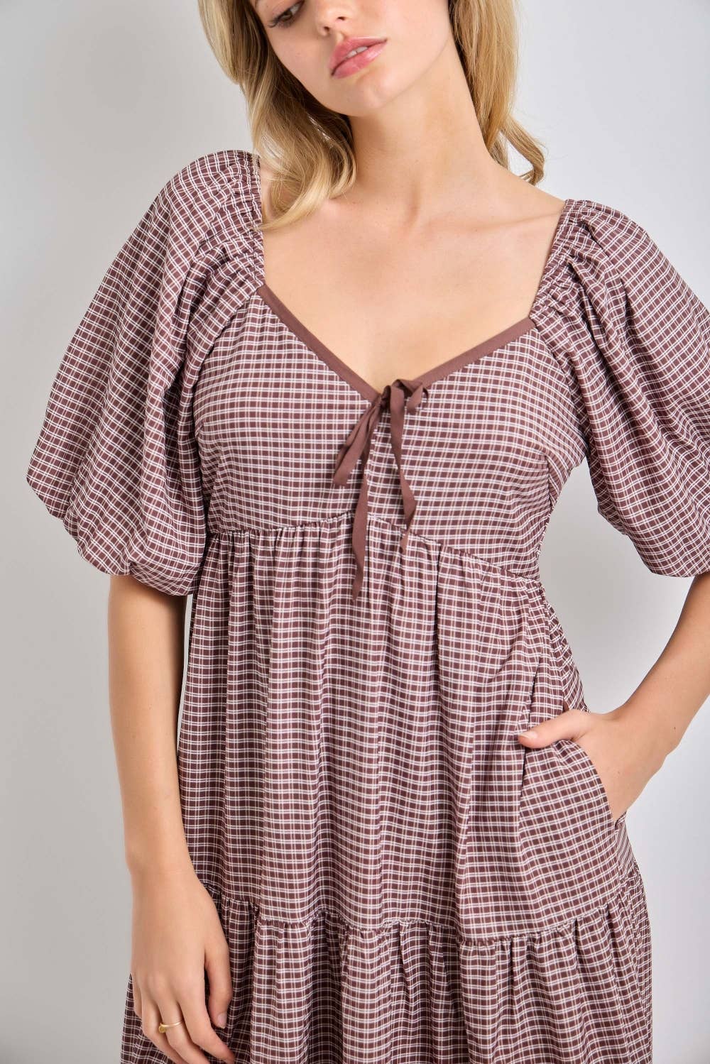 Plaid Tiered Cottage Dress