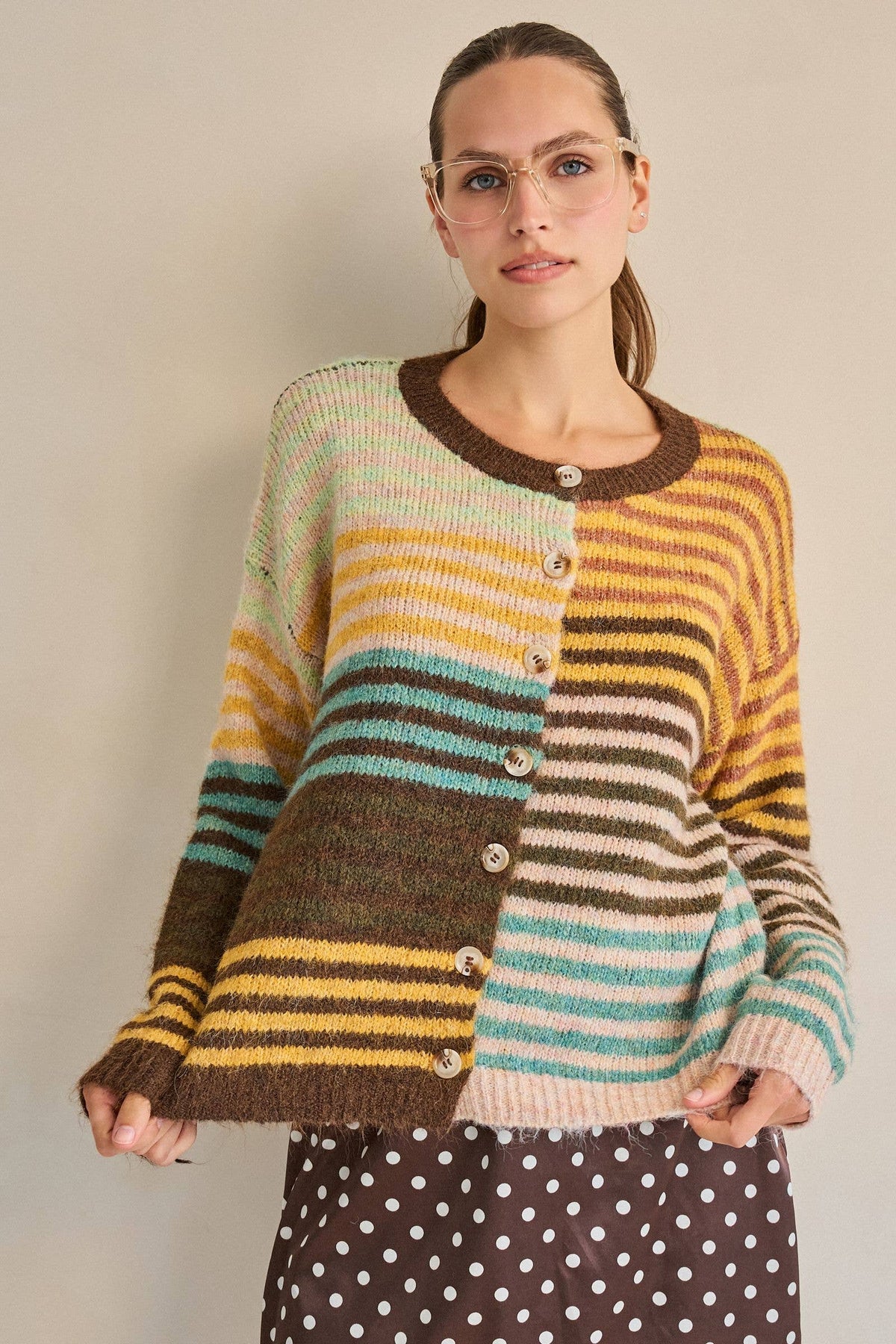 Mixed striped cardigan