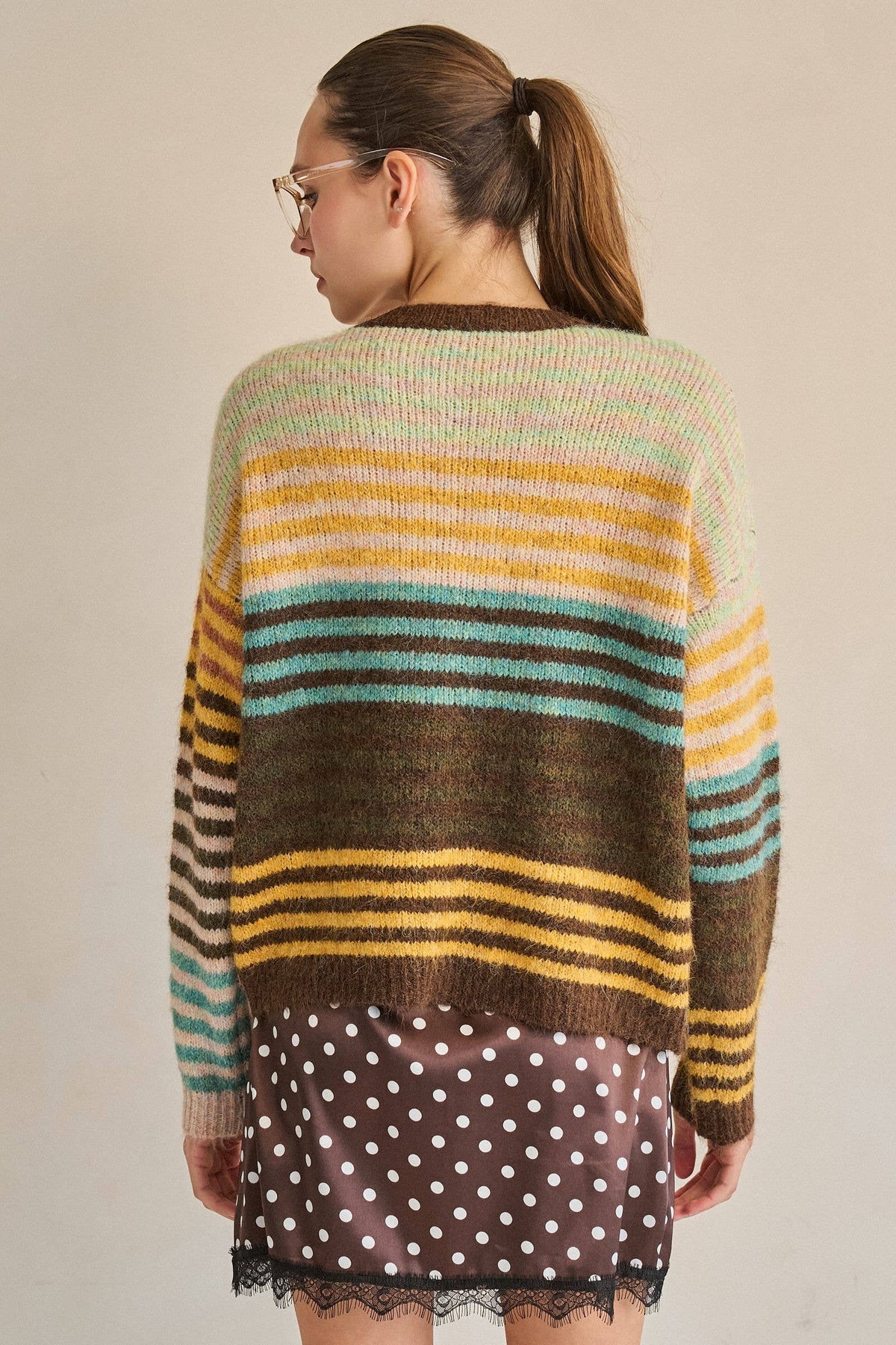 Mixed striped cardigan