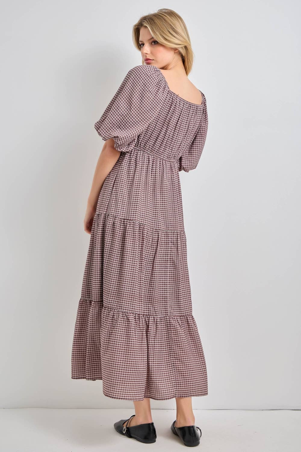Plaid Tiered Cottage Dress