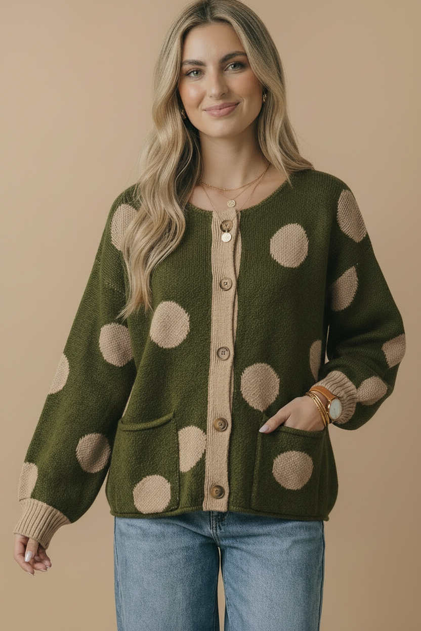 Button Down Polka Dot Cardigan