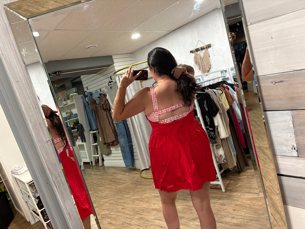 Red Gingham Mini Dress