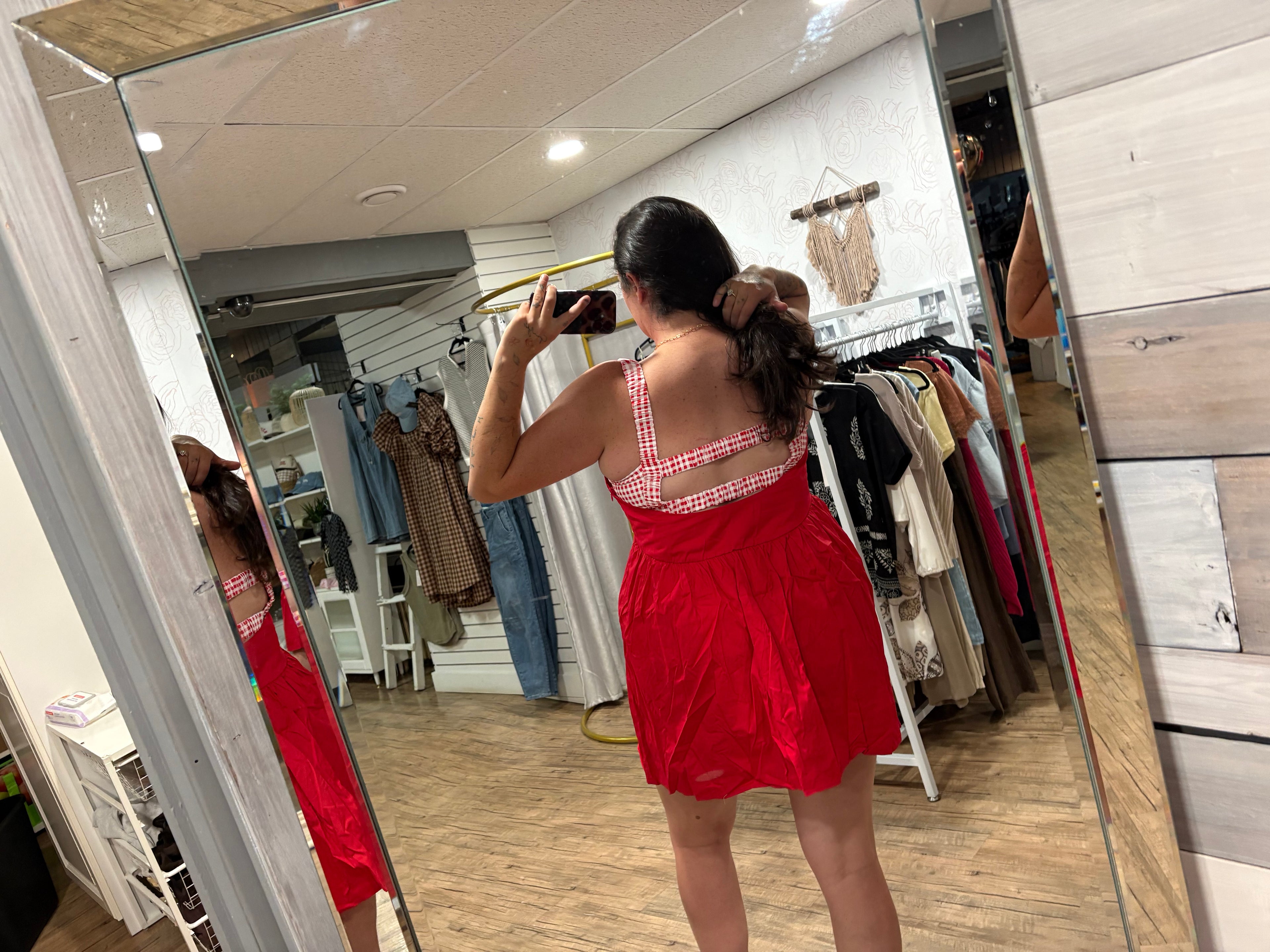 Red Gingham Mini Dress
