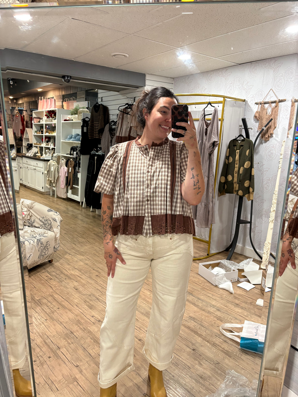 High rise cream barrel Jean