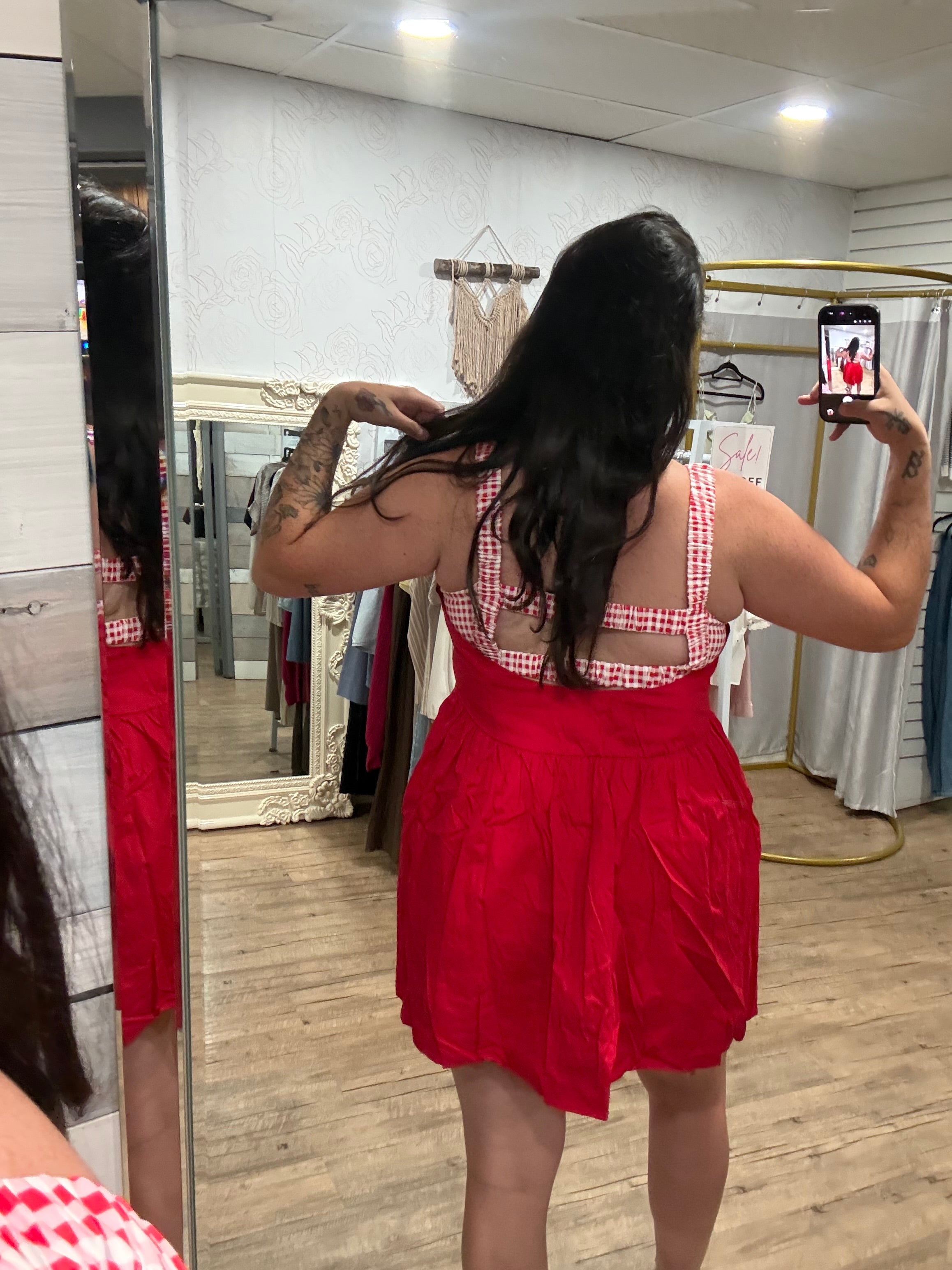 Red Gingham Mini Dress