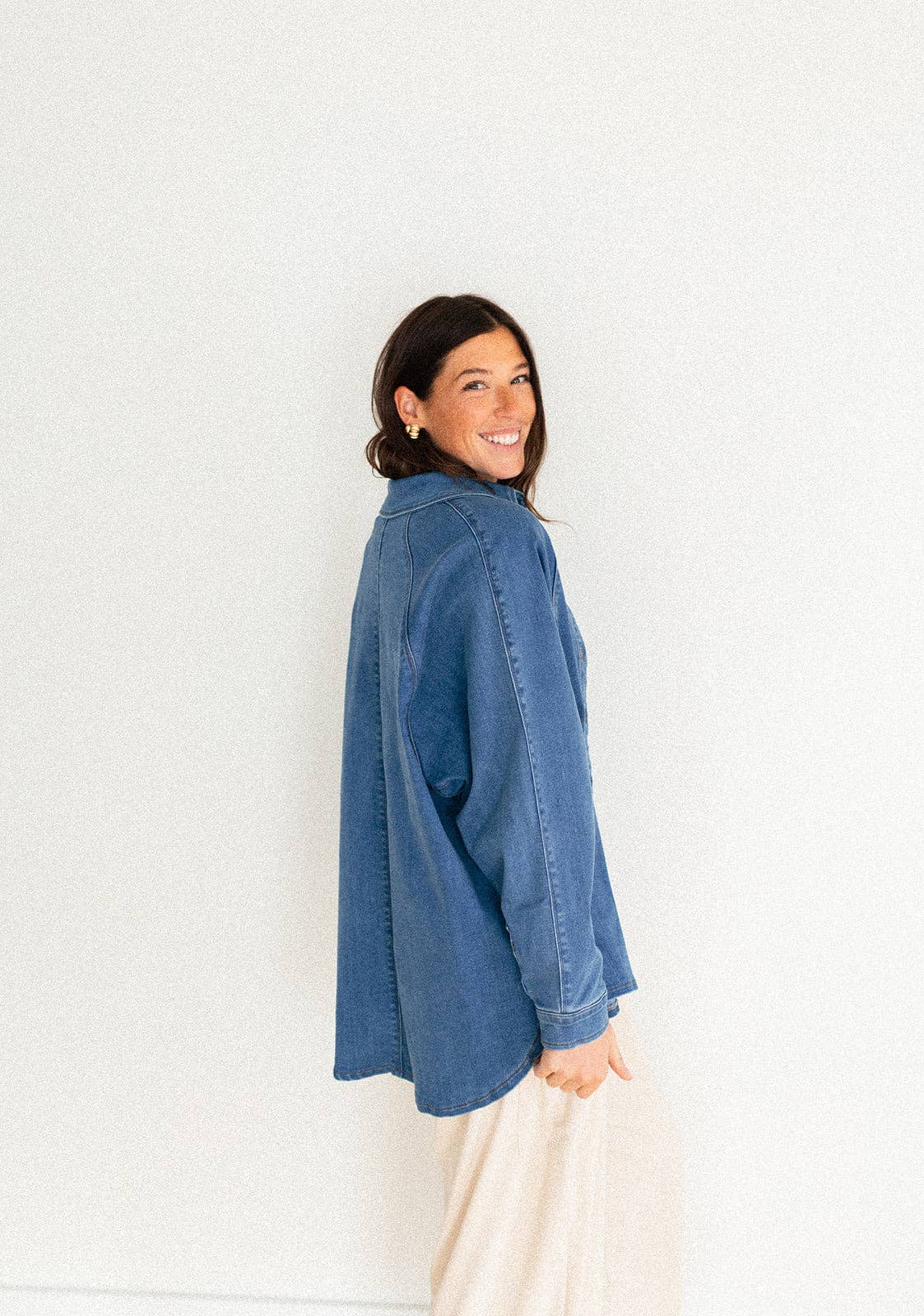 Ladies Denim Button Up Top