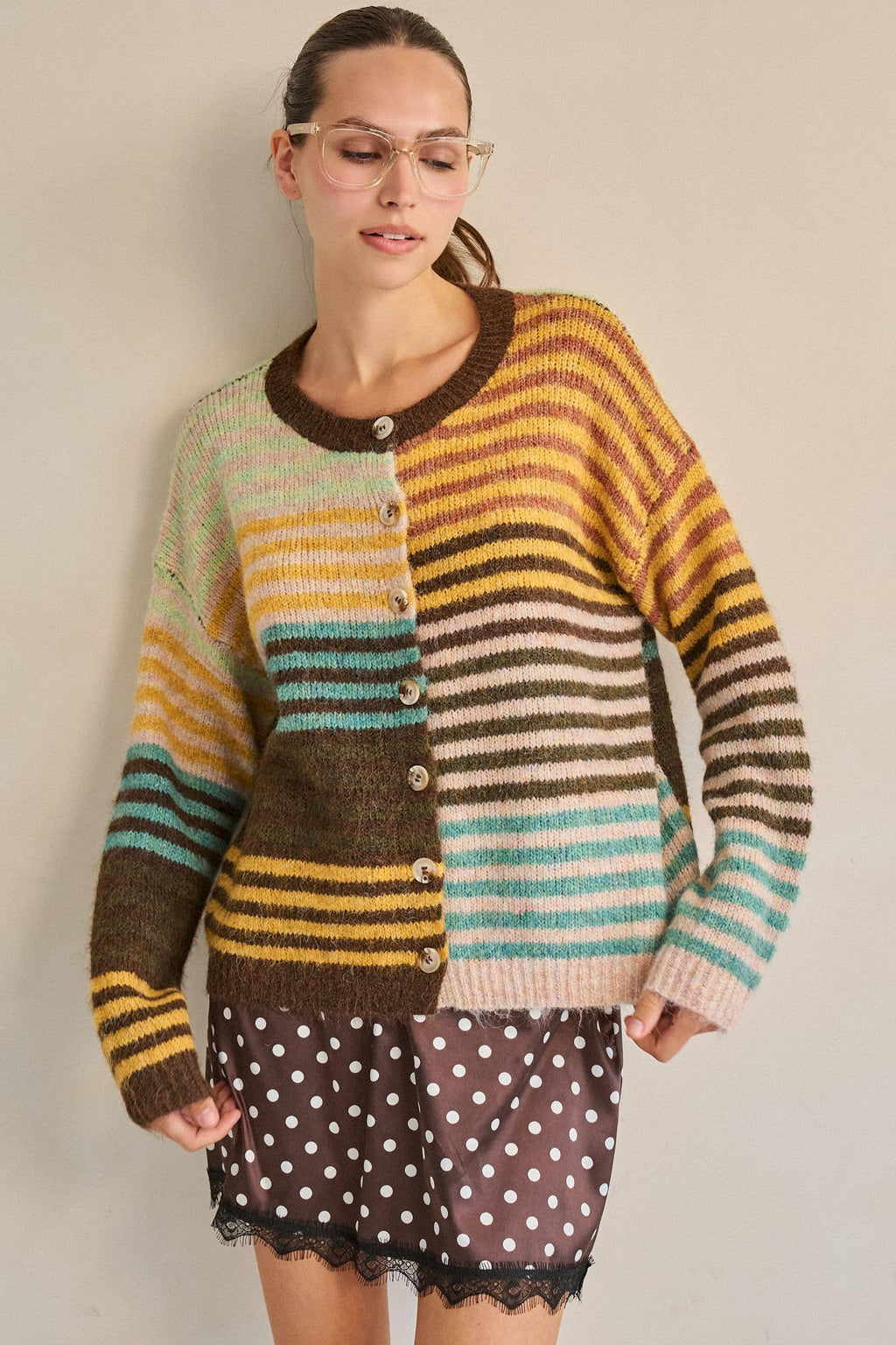 Mixed striped cardigan