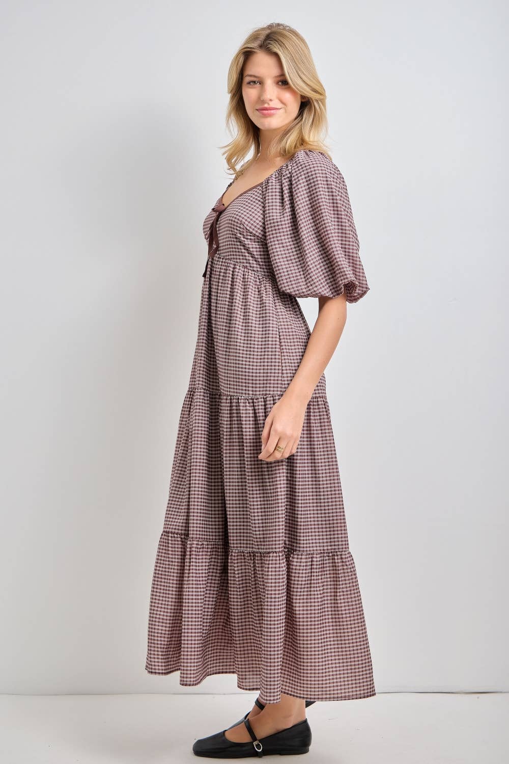 Plaid Tiered Cottage Dress
