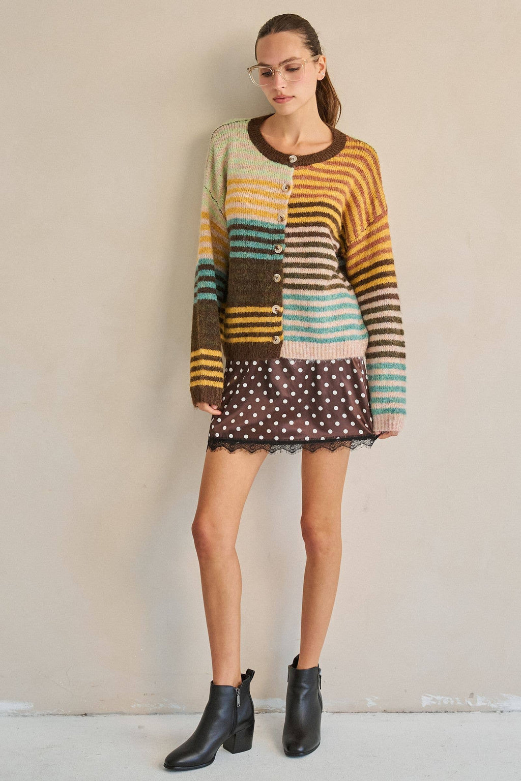 Mixed striped cardigan