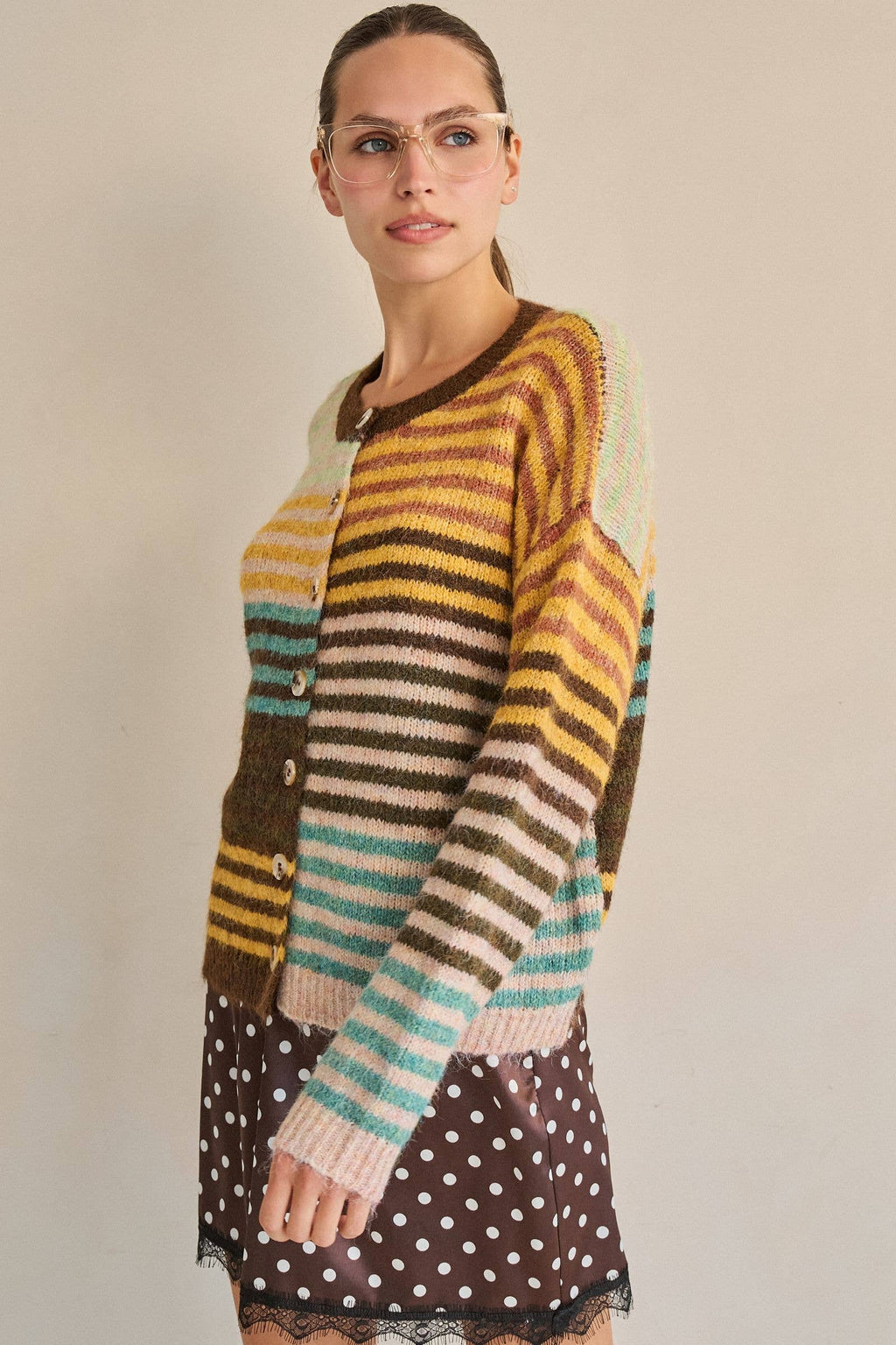 Mixed striped cardigan