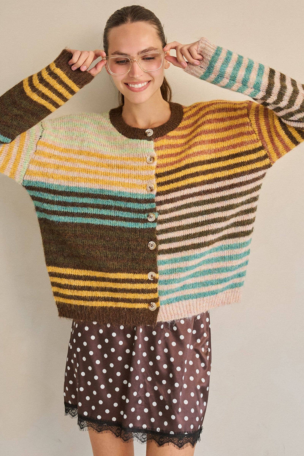 Mixed striped cardigan