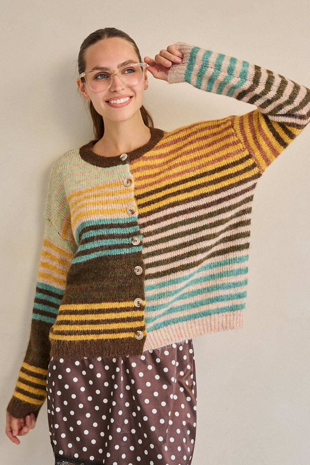 Mixed striped cardigan